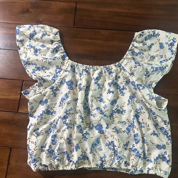 a new day Tops - a new day Blue and Cream Floral Blouse